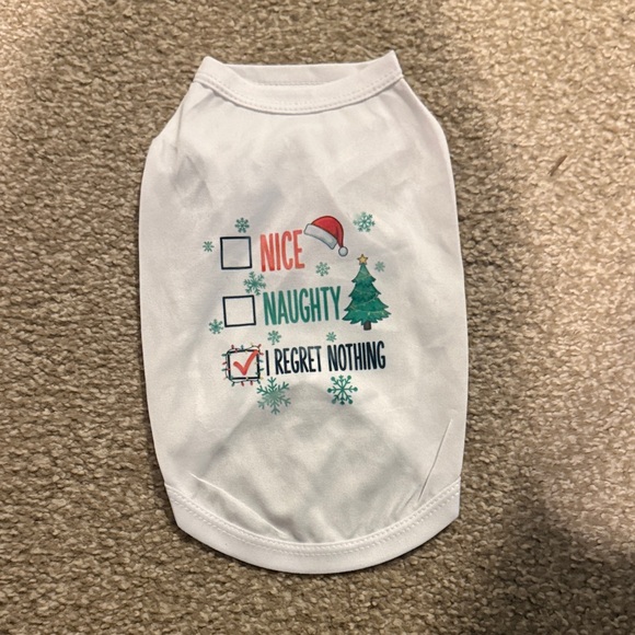 Other - White Holiday Pet Shirt with Festive Print